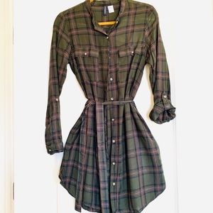 Adorable Plaid Button Down Shirt Dress
